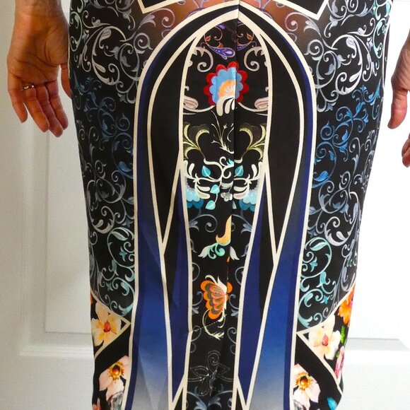 River Island Dress Wm Sz 8 Abstract Stretchy Unique Posh British Bombshell OOAK - Picture 7 of 12